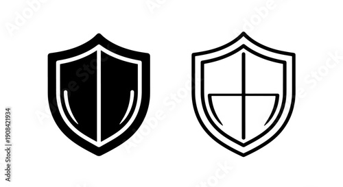 Divided Security Shield Icon Set - Protection, Defense, and Safeguarding Symbol