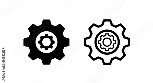 Interlocking Gear Mechanism Icon Set - Settings, Process, Engineering, and Development Symbol