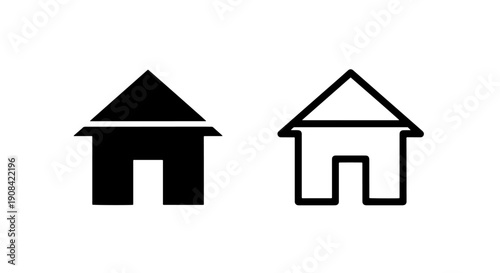 Simple Home House Icon Set - Basic Dwelling, Shelter, and Real Estate Property Symbol