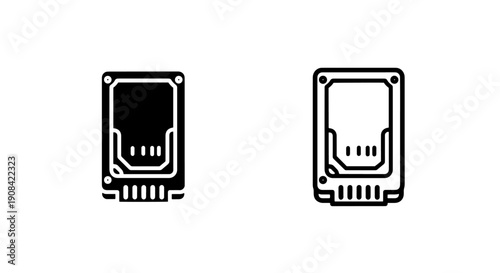 Modern Hard Drive SSD Icon for Data Storage, Computer Memory, and Technology