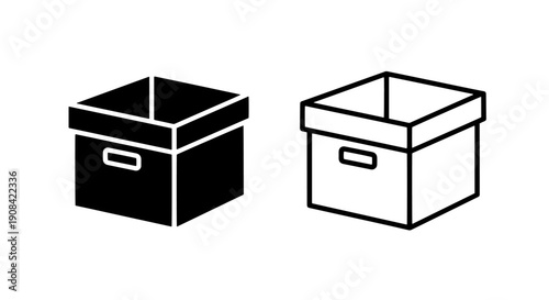Empty Cardboard Box Icon for Shipping, Packaging, Storage, and Delivery