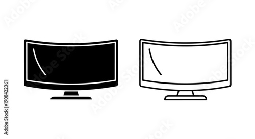 Curved Monitor Screen Vector Icon for Modern Technology Display