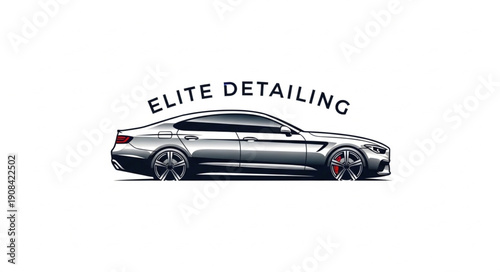 Sleek Silver Sports Car Elite Detailing Logo.