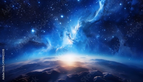 Stunning Cosmic Nebula With Rich Blues And Dazzling Stars