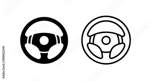 Classic Car Steering Wheel Icon for Automotive and Driving Themes