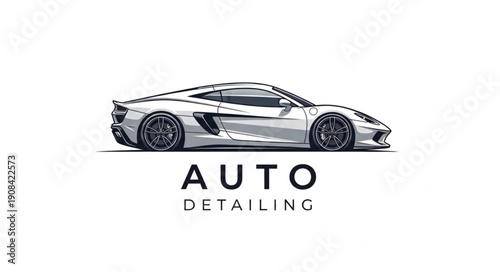 Sleek Silver Sports Car Illustration Auto Detailing.
