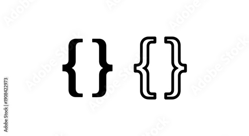 Multiple Curly Brackets Icon - Programming and Mathematical Notation Symbol