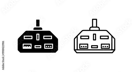 Modern Power Strip Outlet Icon with Multiple Sockets for Electrical Devices
