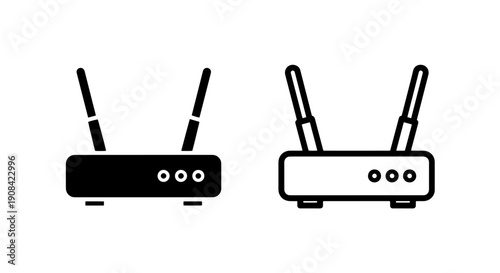 Wireless Wi-Fi Router Icon with Dual Antennas for Network Connectivity and Internet Access