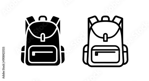 Modern Backpack Icon Set for Travel, School, or Outdoor Adventure Web and App Design