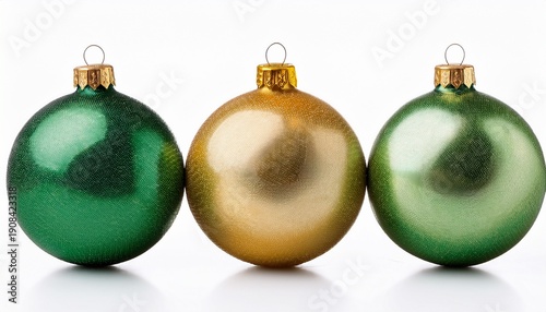 Green And Gold Christmas Balls Isolated On Transparent Background