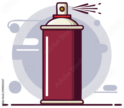 Red aerosol spray can spraying paint creative vector art icon