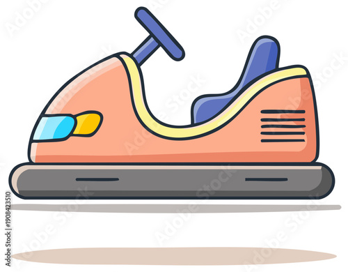 Cartoon illustration of a colorful bumper car for an amusement park or carnival ride