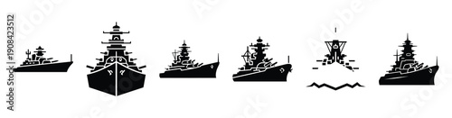 Fotografie Vector set illustration of battleship icons