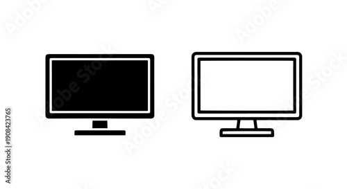 Desktop Monitor with Stand Icon: Flat Screen Display, Visual Device, and Office Technology Vector