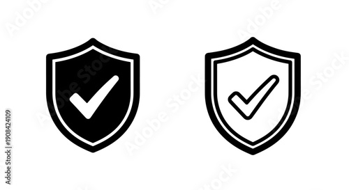 Security Shield with Checkmark Icon: Verified Protection and Trust Symbol