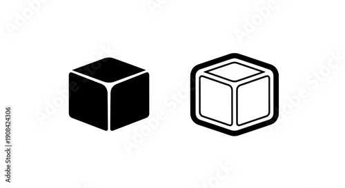 Rounded Corner Isometric Cube Icon for Soft 3D Shapes and Packaging Design
