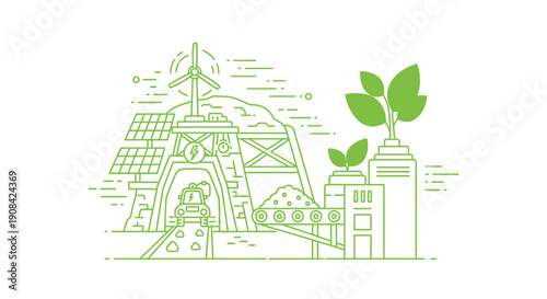 Sustainable Energy and Green Technology Illustration.