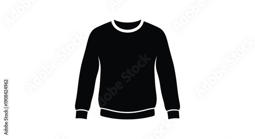 A simple black silhouette depicts a long sleeved sweater showcasing its basic form and design elements high quality professional