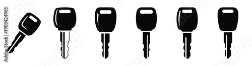Vector set illustration of car key icons. Simple transport silhouette icon design collection.