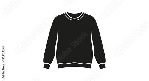 A minimalist black silhouette depicts a long sleeved sweatshirt with ribbed detailing on the cuffs and hem high quality
