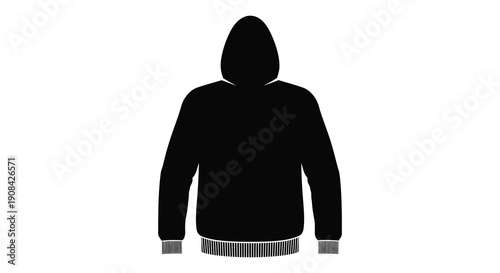 A stark silhouette depicts a hooded sweatshirt entirely black showcasing a minimalistic garment design high quality professional detailed
