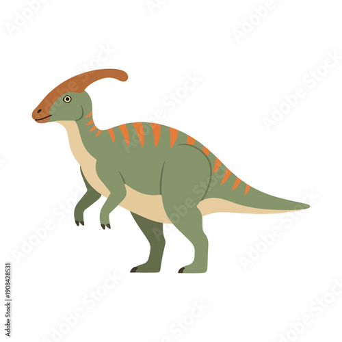Parasaurolophus Dinosaur Simple Vector Icon Isolated