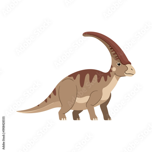 Cute Parasaurolophus Dinosaur Vector Illustration