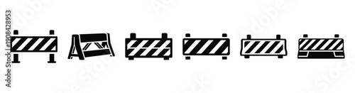 Vector set illustration of road barrier icons. Simple transport silhouette icon design collection.