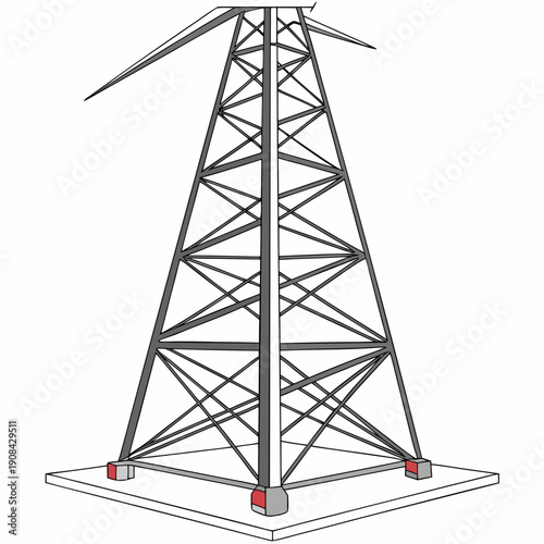 Offshore wind turbine tower structure with three blades
