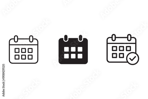 Calendar Line Icon Set for Scheduling, Planning, Events and Time Management