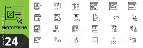 A collection of wireframe icons for prototyping and user interface design