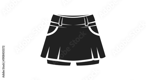 A stark black and white silhouette depicts a women s skirt showcasing its simple form and design elements high quality professional