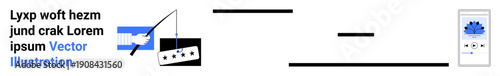 Music production, audio streaming, sound editing, creative arts, technology integration, entertainment tools. Scene of musical notes, audio player and editing elements. Music production and audio