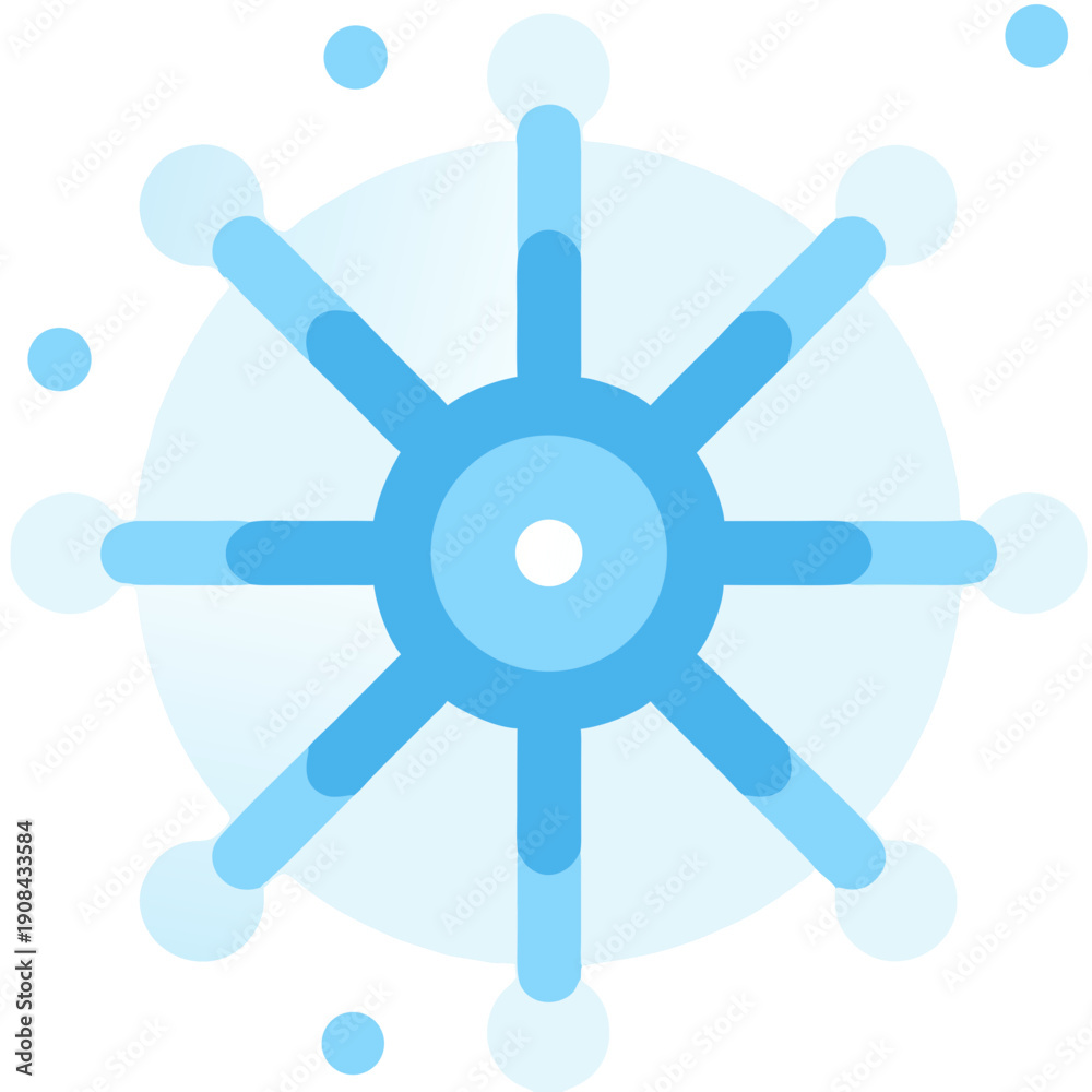 Fototapeta premium Bright Blue Snowflake Vector Illustration with Modern Flat Design Style and Minimalist Aesthetic for Winter Season Holiday Decorations and Technology Network Concepts
