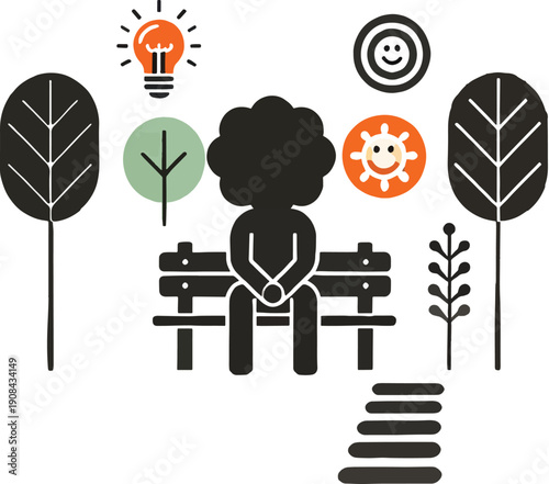 Park Bench Solitude Thoughts Ideas illustration vector