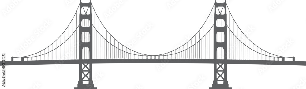 Fototapeta premium Minimalist line art of the golden gate bridge isolated on transparent background