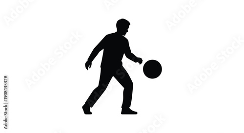 A simple silhouette depicts a person dynamically juggling a single ball showcasing movement and skill high quality professional