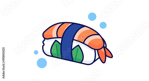 Shrimp sushi illustration on white
