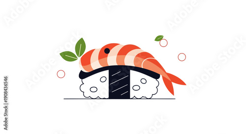 Shrimp sushi illustration on white background
