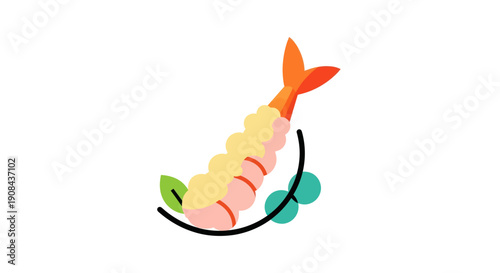 Shrimp tempura illustration on white