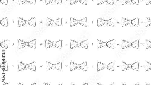 Formal and neat pattern of small black and white bow ties repeated in a grid formation on a plain white background.