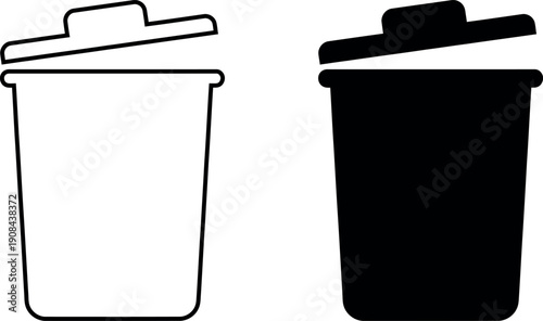 Black and white trash can side by side