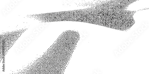 Abstract black and white arrows form a symbolic illustration of footprints and fingerprints, creating an artistic winter silhouette isolated on a white background