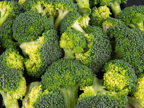 Fresh broccoli background. Top view.