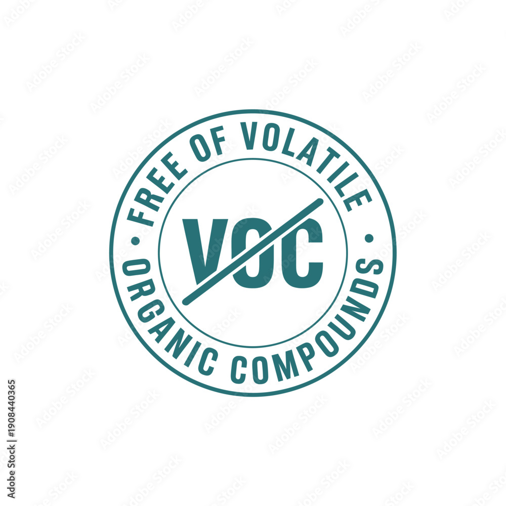 Obraz premium A circular teal and black logo indicating zero volatile organic compounds