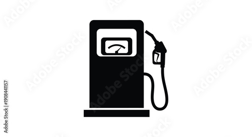 A stark black silhouette of a gas pump stands prominently against a bright white background a modern fuel station silhouette