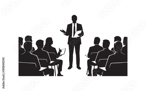 Professional Business Presentation Silhouette Vector Illustration for Education and Corporate Training