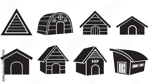 Collection of various shed and storage building silhouettes