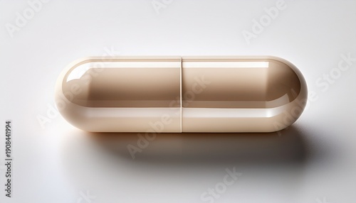 a smooth beige capsule showcasing a clean and modern design perfect for wellness and pharmaceutical imagery white background